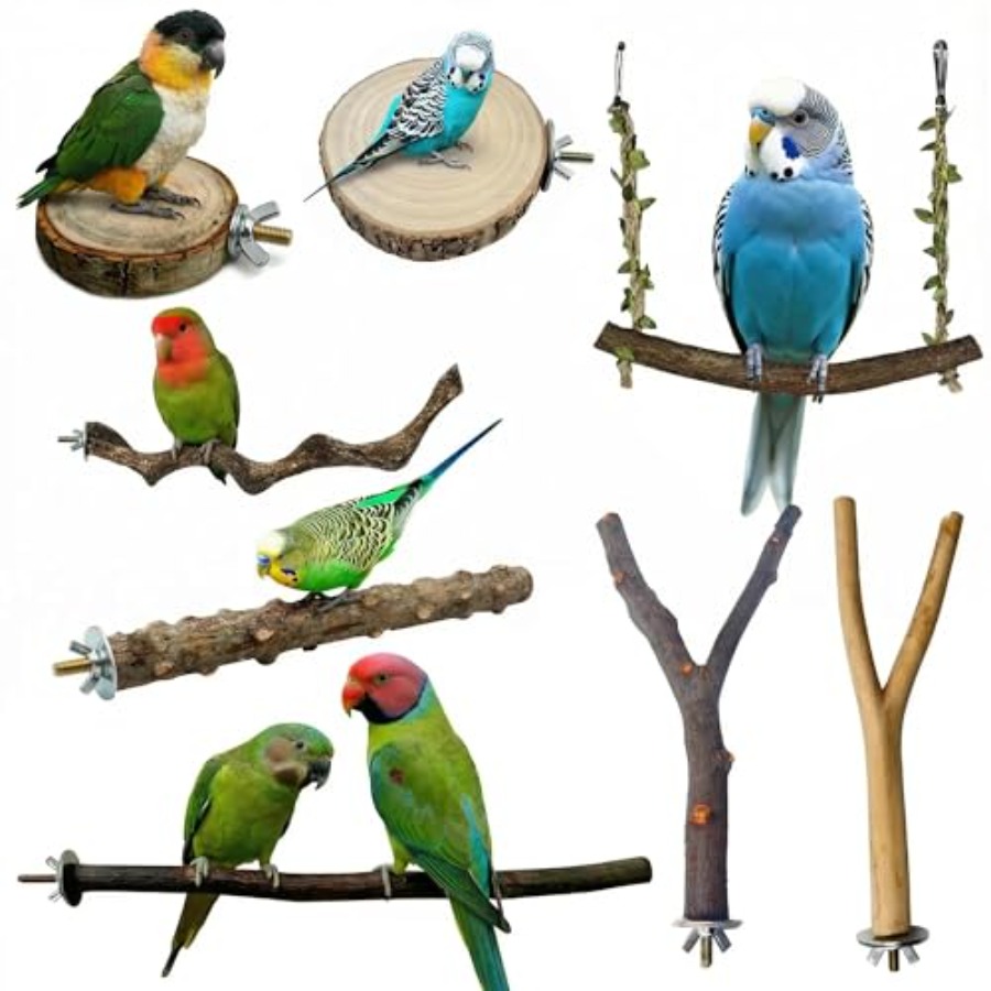 Health & Wellness Fee - 8PCS tempat bertengger burung dari kayu